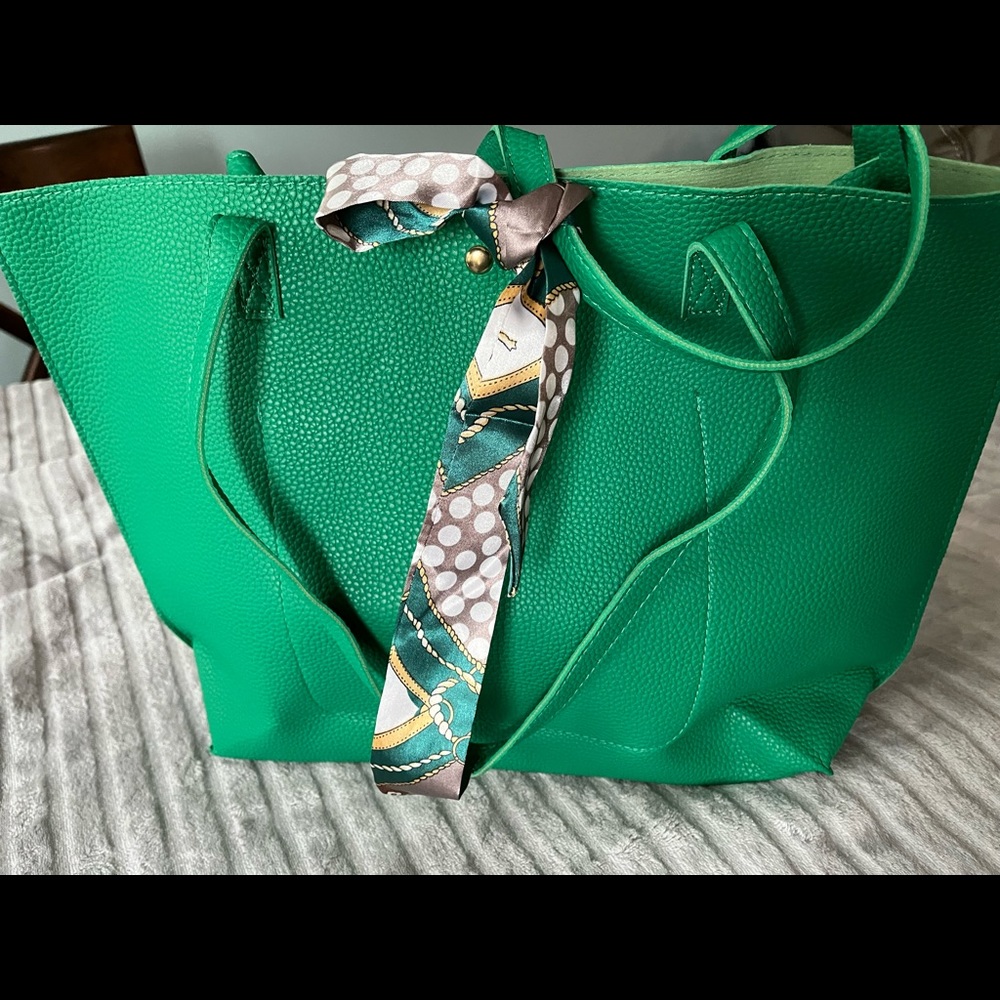 Green Vegan Leather Tote